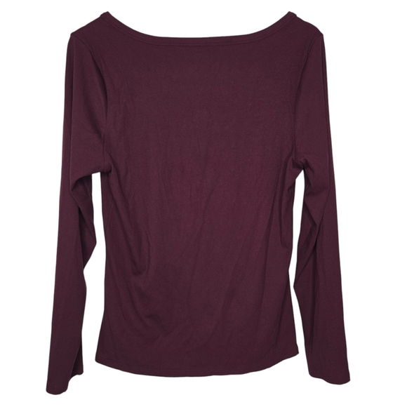 Athleta Women's Signature Modal Rib Henley Top Spiced Cabernet Size XL - Picture 2 of 8